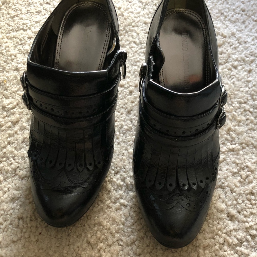 Enzo Angiolini Black Oxford Heel Booties